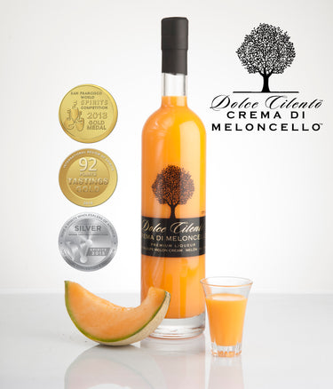 Dolce Cilento Crema di Meloncello, 700ml, 17% (Cantaloupe Melon Cream Liqueur) 3 Medals - Dolce Cilento Meloncello Limoncello